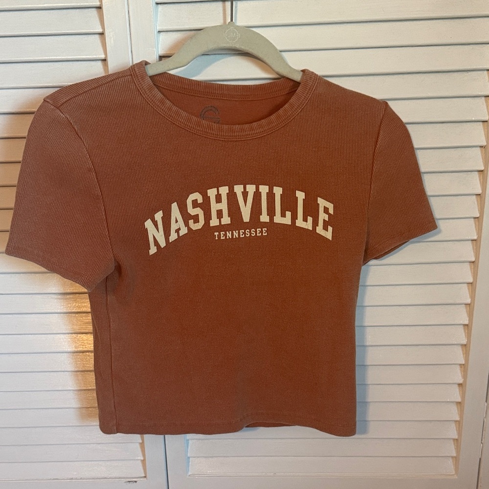 Ribbed Nashville burnt orange baby tee
